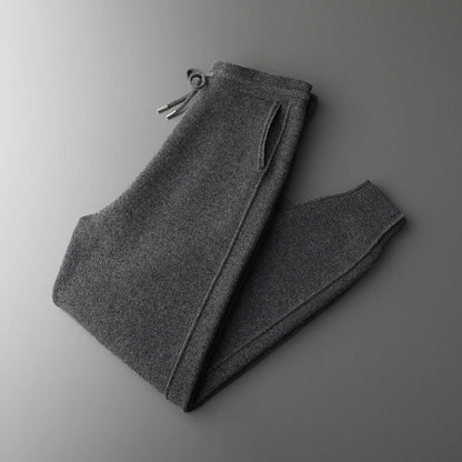 100% Merino Wool Men's Pants autumn and Winter Thickened High Waisted Small Leg Pants Casual Business Knitted Sweatpants Warm