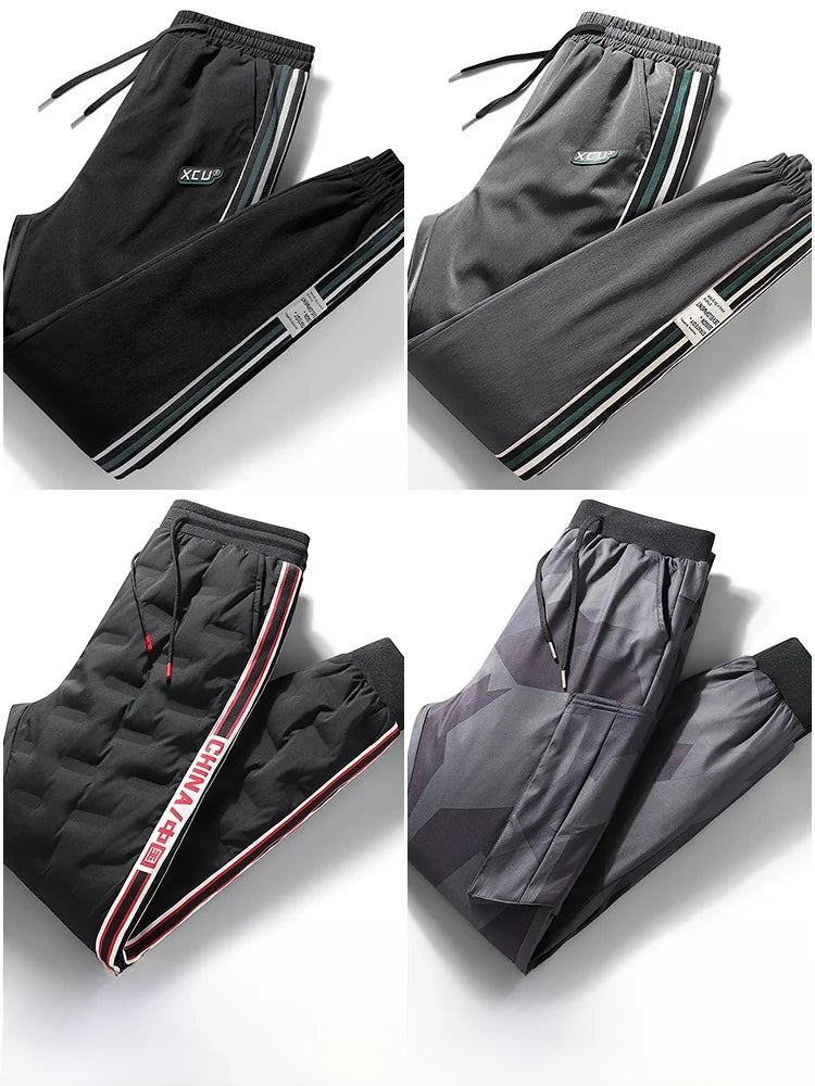 Men's down Pants Thiened Winter Sports Casual Snowboarding Long Trousers Outerwear Warm Cotton Workwear Leisure Outdoor