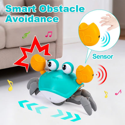 Interactive Escaping Crab Toy Induction Robot Crab Auto Obstacle Avoidance Electronic Pet with Music LED Lights Rechargeable 14+