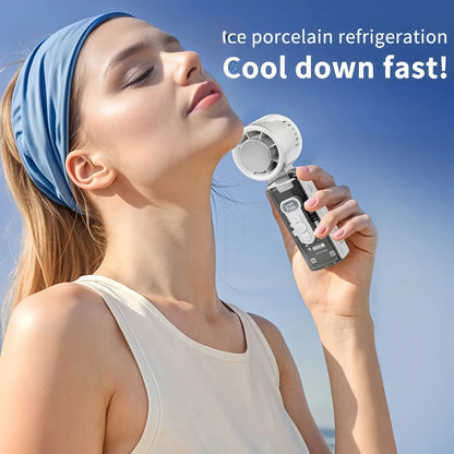 Handheld mini fan, cold air powerful wind speed, convenient USB charging, suitable for travel, outdoor activities, and summer