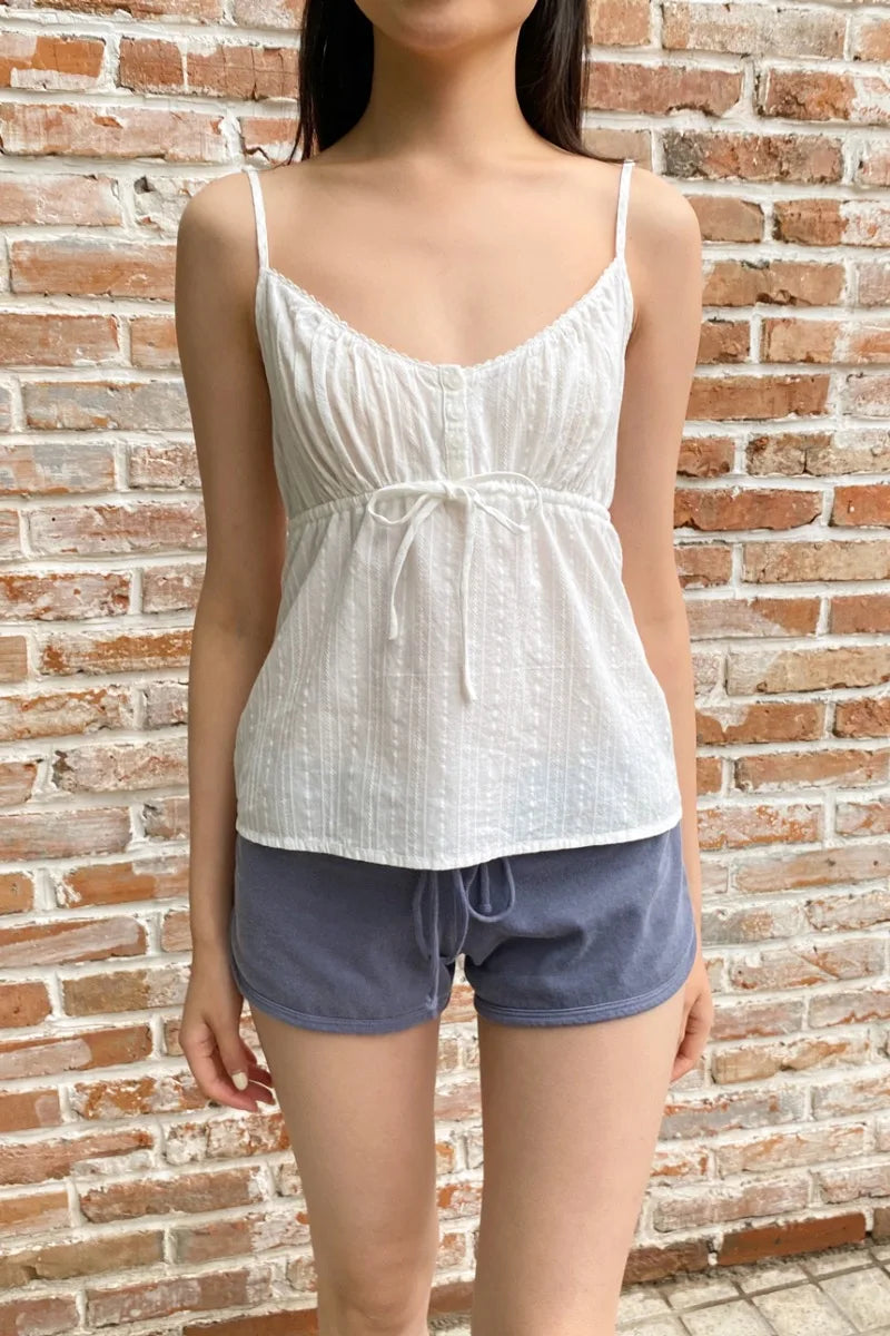 Brandy Melville Pure Cotton Three-Button Base Layer Vest Sweet Style V-Neck Sleeveless Tank Top for Women Spring Summer