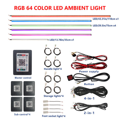 FOR YOUR CAR 6/18 in 1 Acrylic Car Ambient Light RGB 213 Color Symphony Acrylic APP Streamer Atmosphere Lamp Kit Sunroof light
