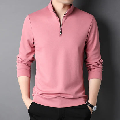 Top Grade 2025 New Fashion Brand Luxury Zipper Polo Shirt Men Casual Plain Korean Solid Color Long Sleeve Tops Mens Clothing
