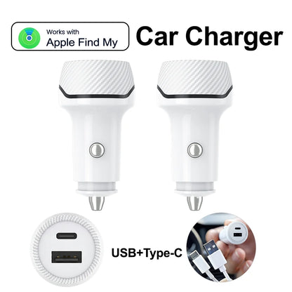 Car Charge GPS Locator Tracker Android & IOS 20W USB Phone Fast Charging Type C QC3.0 With iPhone Google Find My Official App