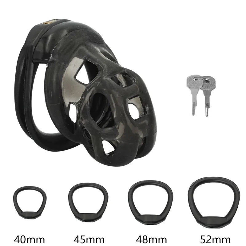 Soft Silicone Chastity Cage Device Anti-Cheating Penis Lock with 4 Size Cock Rings Penis Restraints for Men Discreet Sex Toys