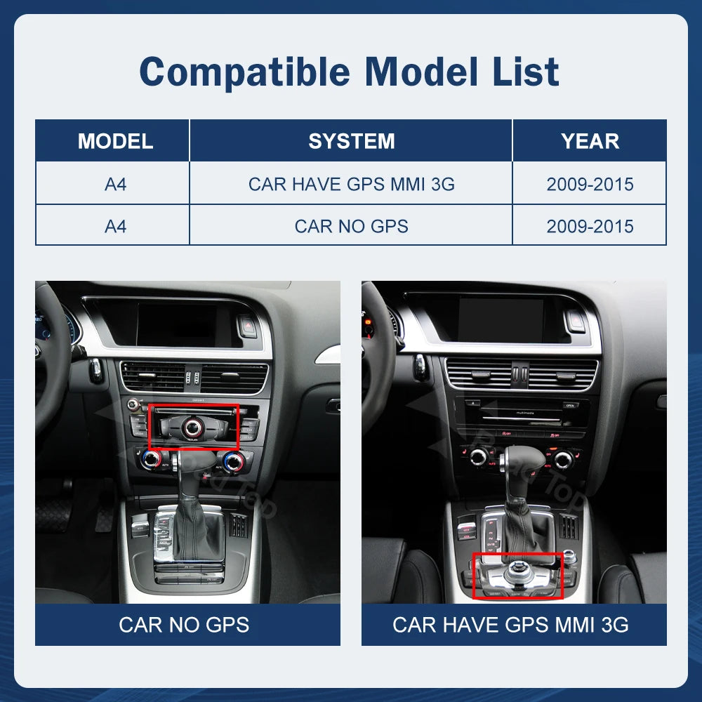 8.9 Inch 12.3"" Multimedia Display Touch Screen For Audi A4 S4 2009-2015 Airplay Miracast Function Wireless Carplay Android Auto