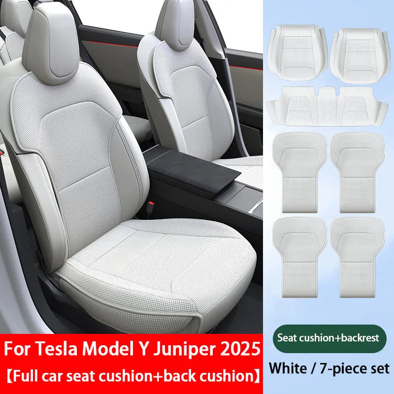 For Tesla Model Y Juniper 2025+ & 2026 Nappa Leather Seat Cushion Ventilation Comfortable Split Single Sitting Back row Set
