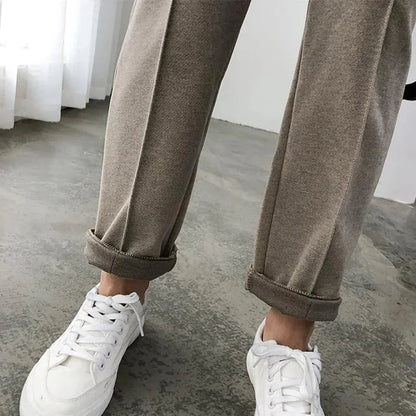 New Simple Warm Pants Women Casual Elastic Waist Pant Autumn Winter Thicken OL Wool Female Pants Loose Lady Trousers Capris