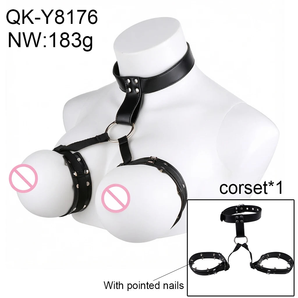 QKKQ Chest Harness Belt PU Leather And Webbing Erotic Bra Breast Flirting Chest Binder Breast Bondage BDSM Sex Toys For Women