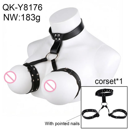 QKKQ Chest Harness Belt PU Leather And Webbing Erotic Bra Breast Flirting Chest Binder Breast Bondage BDSM Sex Toys For Women