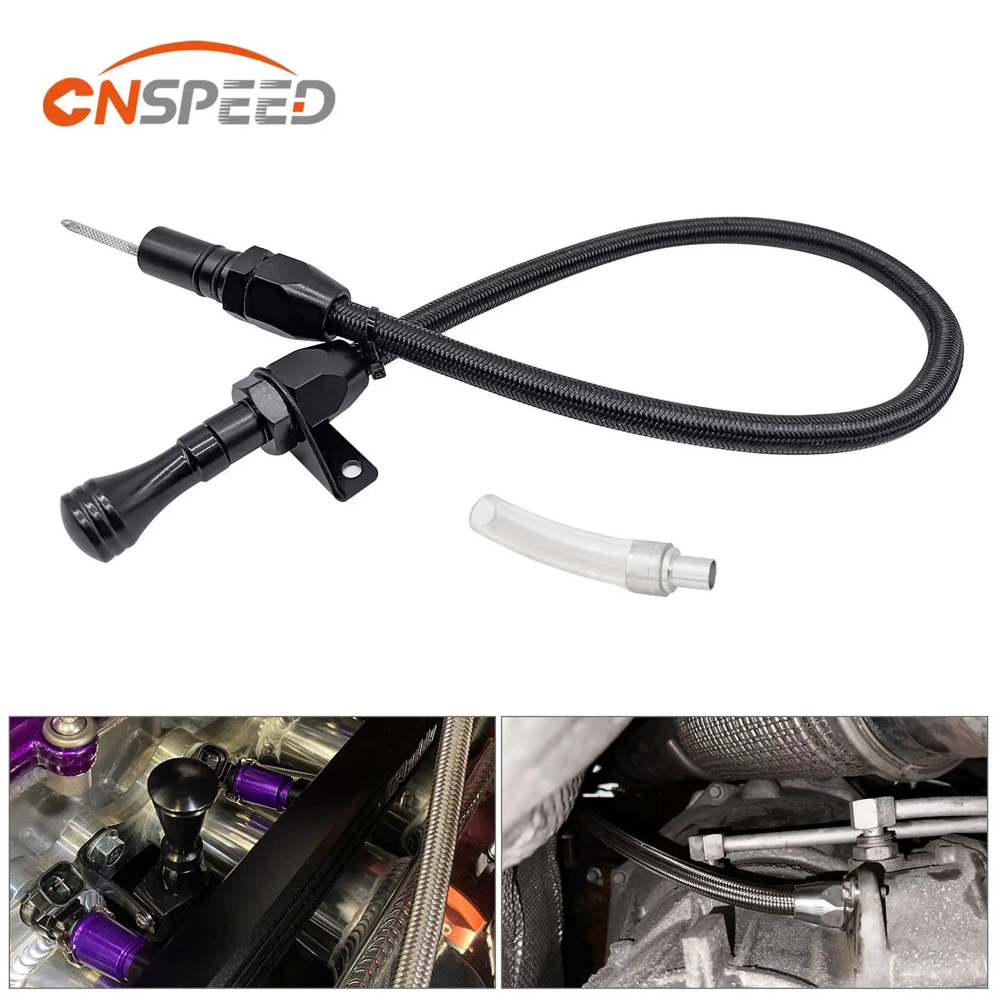CNSPEED Oil Dipstick Tube with Stainless Steel Black Housing For GM 4L60E 4L80E Transmission Dipstick LS LS1 LS3 LS6 LSX Engine