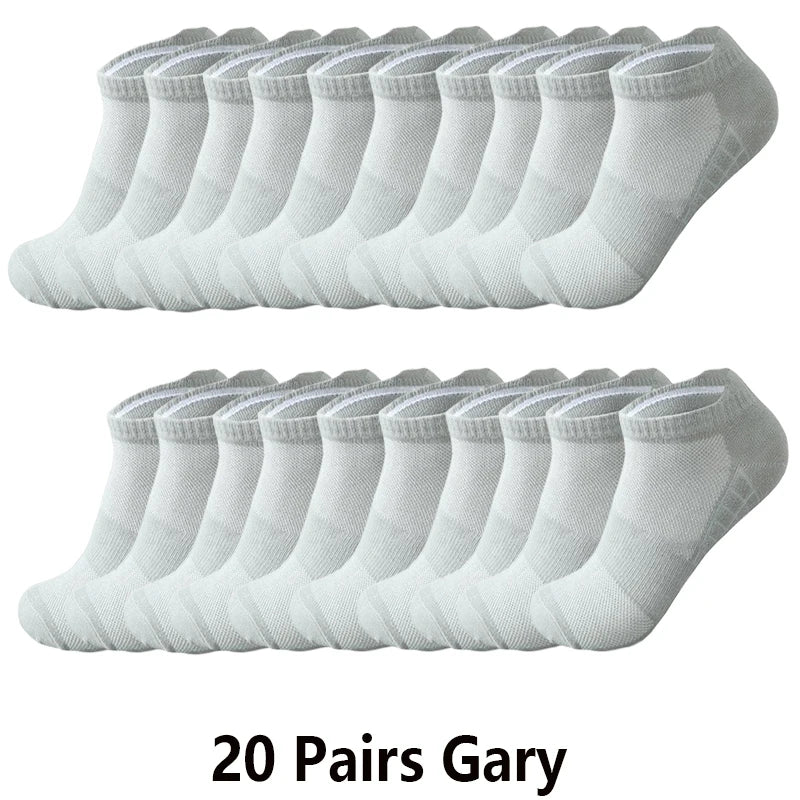 10/20 Pairs Ankle Socks Men Women Breathable Mesh Cotton Socks Running Sports Solid Color Boat Socks Couple Student Ear thletic