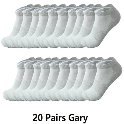 10/20 Pairs Ankle Socks Men Women Breathable Mesh Cotton Socks Running Sports Solid Color Boat Socks Couple Student Ear thletic
