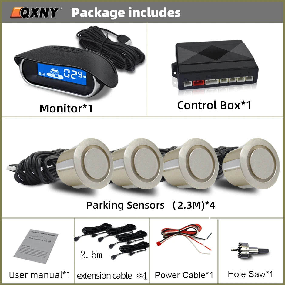 Car Front Parking Sensor Kit Auto Parktronic Assistant System LCD Monitor Buzzer Voice Volume Can be Adjusted  Vehicle Universal