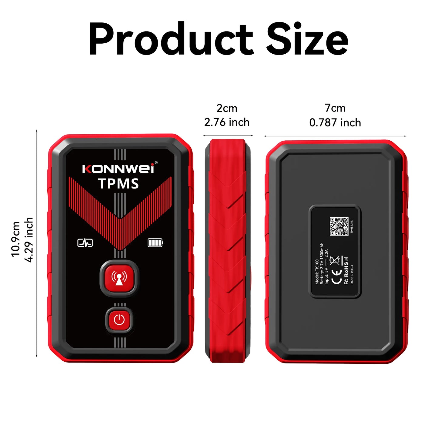 2026 KONNWEI TK100 TPMS Car Tire Pressure Diagnostic Tool Relearn Program 2PCS 315/433Mhz Sensor For ios Android TPMS Programing