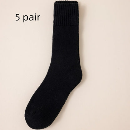Winter Men's Merino Wool Long Socks Thick Warm Large Size High Quality Harajuku Retro Snow Casual Antifreeze Pure Cashmer 5 Pair