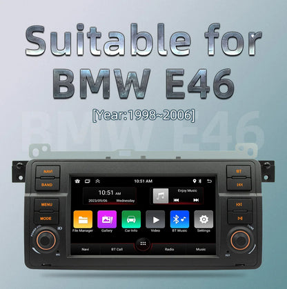 BQCC 7 Inch Android 13 Quad/Octa Core Carplay car Radio WIFI GPS 4G car stereo Navigation player MirrorlinkFor Bmw E46 1998-2006