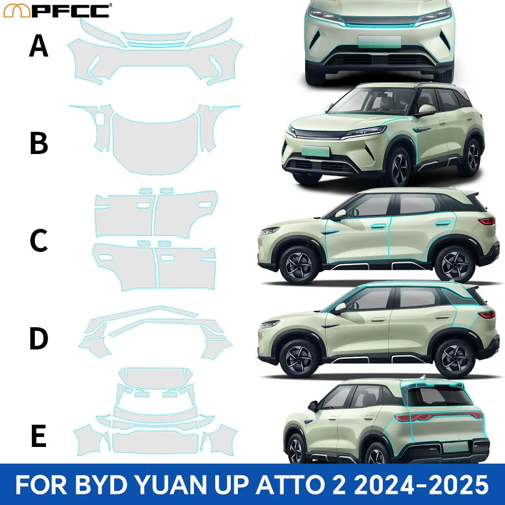 Paint Protection Film Clear Vinyl Gloss Self Healing Wrap Precut Full Car Anti-Scratch UV Protection For BYD Yuan UP ATTO 2 2024