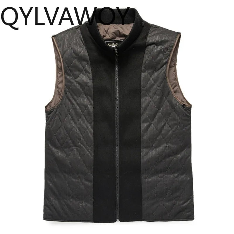 QYLVAWOY 70% Real Wool Man Jacket Winter Jackets Detachable Goose Down Liner Men's Wool and Trench Coats Business Man Clothes