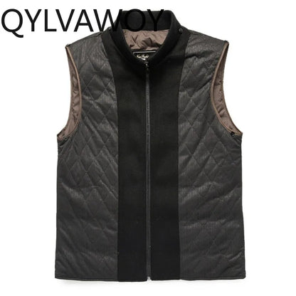 QYLVAWOY 70% Real Wool Man Jacket Winter Jackets Detachable Goose Down Liner Men's Wool and Trench Coats Business Man Clothes