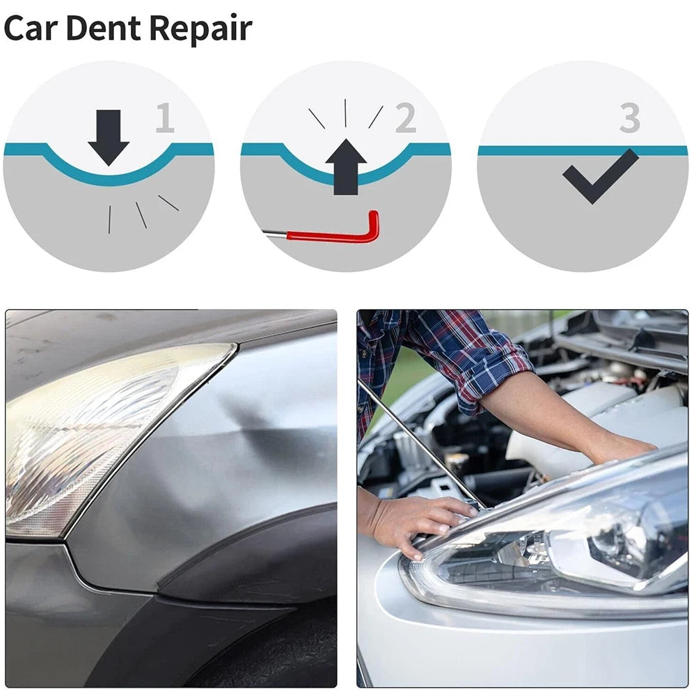 24Pcs Car Door Panel Removal Tool Kit Stainless Steel Car Unlock Tools Air Wedge Pry Bars Trim Removal Set Auto Window Glass Repair Hand Tools with Storage Bag