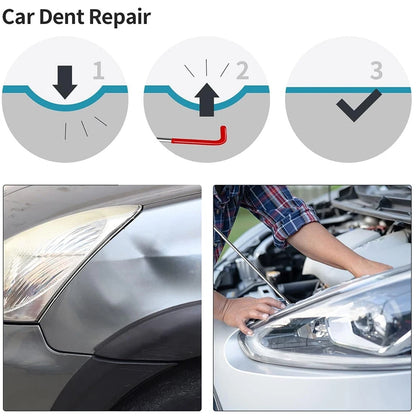 24Pcs Car Door Panel Removal Tool Kit Stainless Steel Car Unlock Tools Air Wedge Pry Bars Trim Removal Set Auto Window Glass Repair Hand Tools with Storage Bag