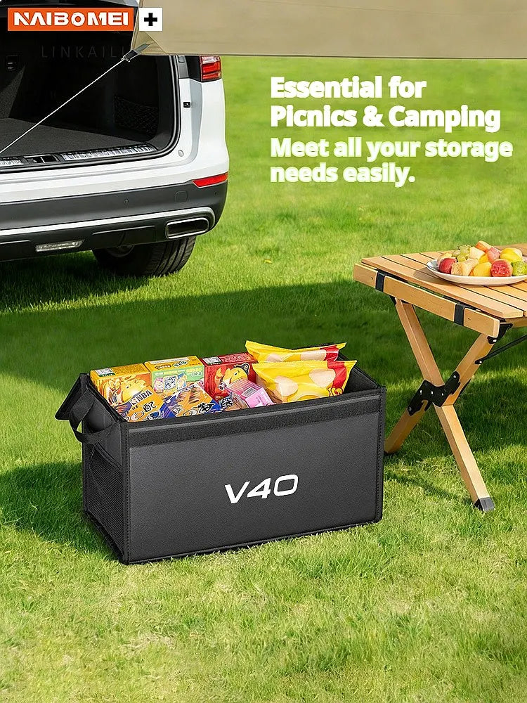 Car trunk foldable storage box suitable for Volvo V40 multifunctional storage bag large capacity storage box