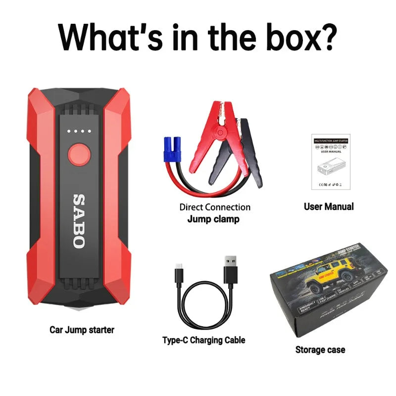 12V Car Emergency Start Power Supply Portable Cars Jump Starter Multifunctional Battery Illuminable Automobiles Accessories