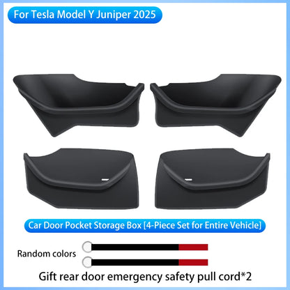 For Tesla Model Y Juniper 2025+ Door Side Storage Box Fully Covered Door Storage Tray TPE Front And Rear Door Side Storage Boxes
