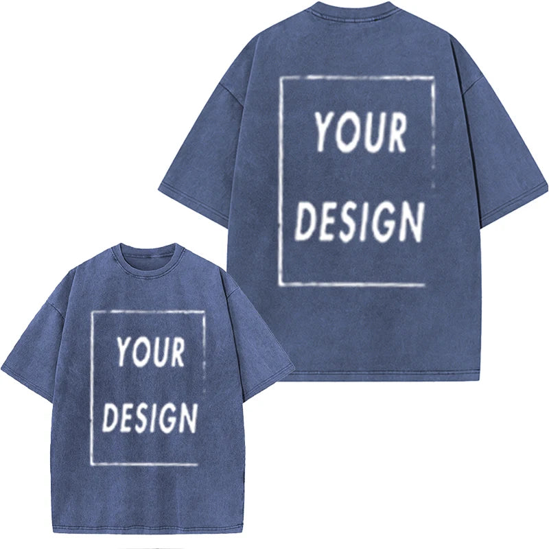 Men's and Women's Cotton Washed T-Shirt Custom Printed T-Shirt 230G Top DIY Your Favorite Pattern or Logo Fashionable Custom Top