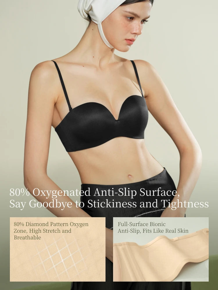 SUJIIN Summer Strapless Bra Set for Women Sexy Wireless Seamless Push Up Invisible Bras Tube Tops Female Underwear MX266+N194