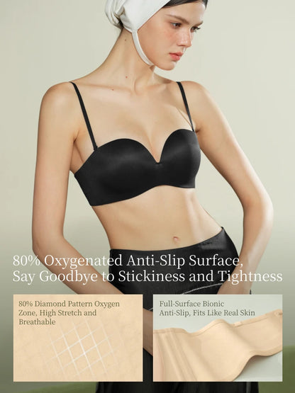 SUJIIN Summer Strapless Bra Set for Women Sexy Wireless Seamless Push Up Invisible Bras Tube Tops Female Underwear MX266+N194