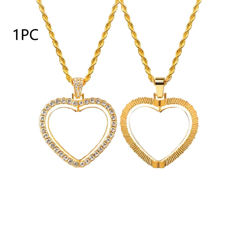 Double-Sided Customised Photo Necklace - Comes With a Personalised Hip-Hop Chain Pendant Customisable Photo Necklace
