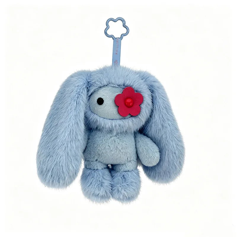 18/30cm Juju Rabbit Keychain Flower Eye Juju Rabbits Keyring Long Ears Bunny Keyring Cute Rabbit Pendant Halloween Birthday Gift