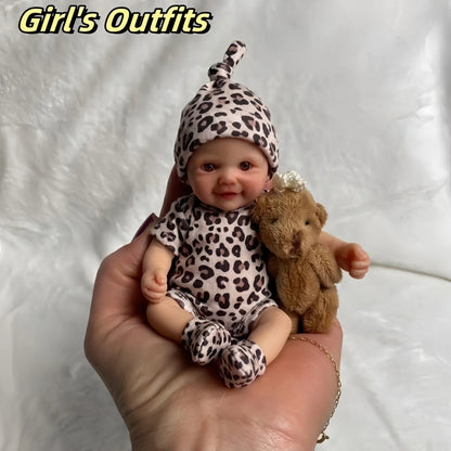 6 Inch Cuddly Mini Palm Silicone Bebe Reborn Girl & Boy Flexible Soft Touch Can Washable Lifelike Reborn Silicone Doll