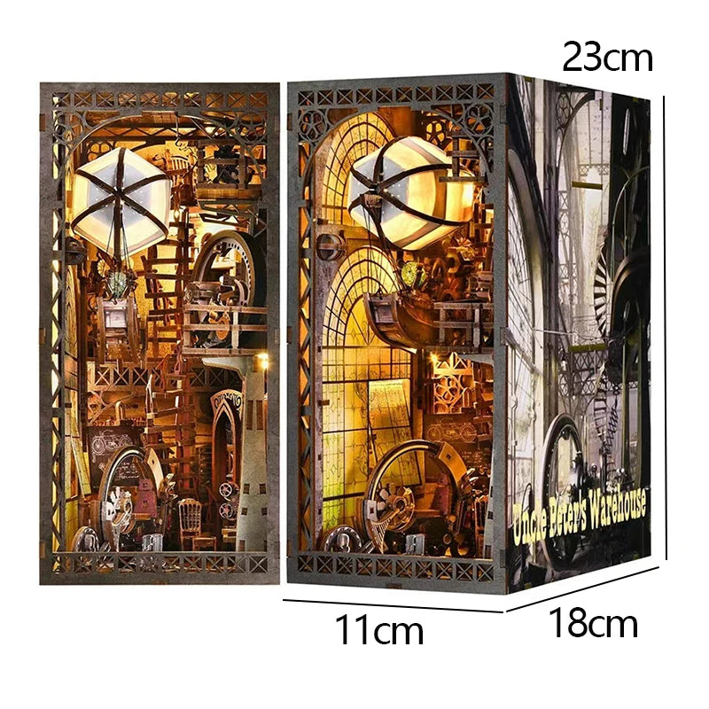 DIY Book Nook Kit Miniature Wooden 3D Puzzle Bookshelf Dollhouse Model Bookend Building Home Decoration For Christmas Gift