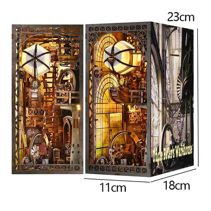 DIY Book Nook Kit Miniature Wooden 3D Puzzle Bookshelf Dollhouse Model Bookend Building Home Decoration For Christmas Gift
