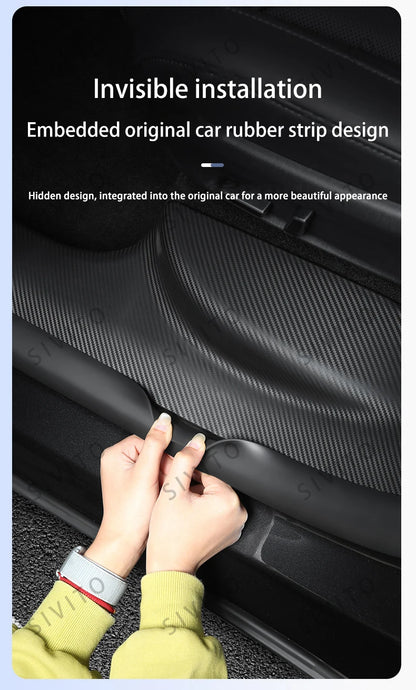 For Tesla Model YL Launch 2026 TPE Front Rear Door Sill Protector Threshold Strip Anti-kick Guard Panel Interior Decoration Set