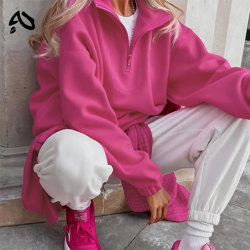 Original Pink Winter Lamb Fleece Hoodie Women Zipper Lapel Pullover флисовая кофта женская кофта женская