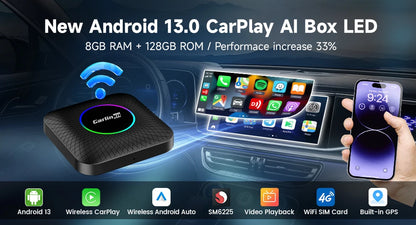 2026 CarlinKit Smart CarPlay Ai Box Android 13 Support Netflix YouTube Split Screen Wireless Android Auto & CarPlay Smart TV Box