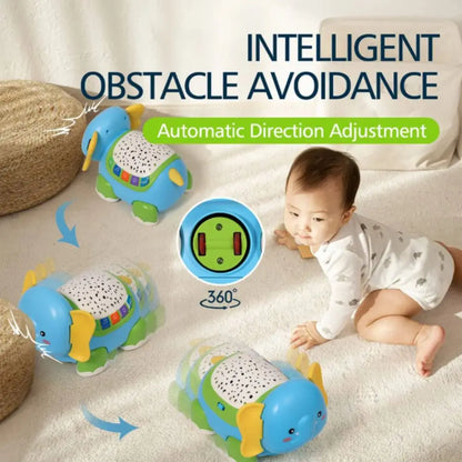 Light Up Light Sound Remote Crawling Elephant Colorful Light Up Timer Function Early Developmental Baby Crawling Tummy Time