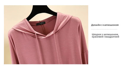 Spring Summer New Modal Long Sleeve Hoodie T-Shirt Women plus Size Loose Base Shirt Slimming Sun Protection Top Korean Style
