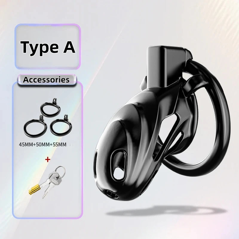Male Chastity Cage Resin Breathable Design Secure Lock Anti Removal Discreet Device Adjustable Ring Personal Wellness Adult Toy