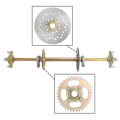 Artudatech 32" ATV Quad Go Kart Rear Live Axle Kit Sprocket Brake Wheel Hub Brake Assembly