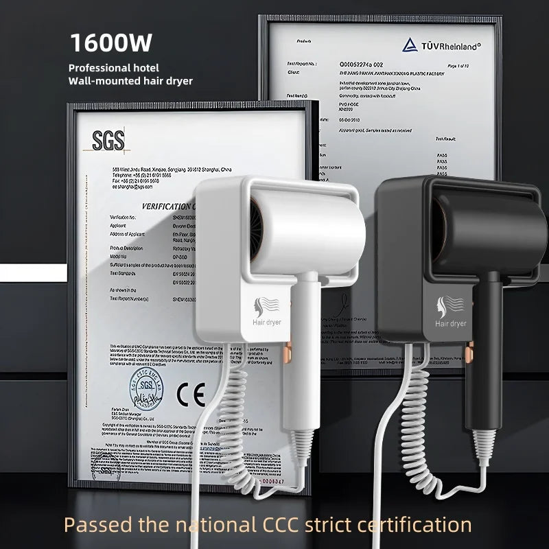 New High-Power Wall Mounted High Air Volume Quick Drying Hair Dryer For Hotels Without Punching Holes