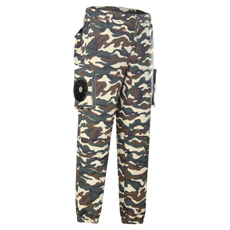 Men's USB Fan Cooling Pants Summer Air Conditioning Pants Outdoor Heat Protection Wear-resistant Labor Protection Cargo Pants