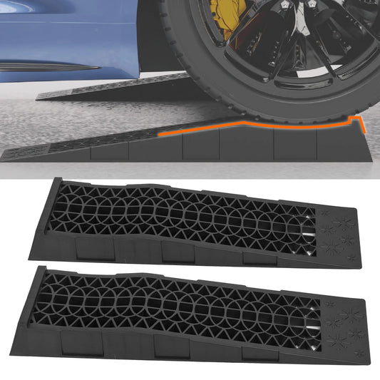 Heavy Duty Vehicle Ramps 4 400lbs Capacity Low  Car Ramps Plastic Automotive Ramp for Oil Change Maintenance Black