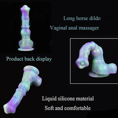 YOCY Long Horse Dildo Silicone Female Masturbator Knot Animal Anal Plug Butt Prostate Massager Stimulator Sex Toys For Couple