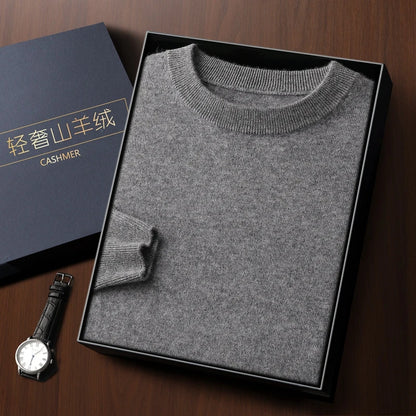 Fashion 100% Merino Wool Men's Sweater O-Neck Long Sleeve Pullover Spring Autumn Winter Basic Jumper Clothing Knitwear Tops