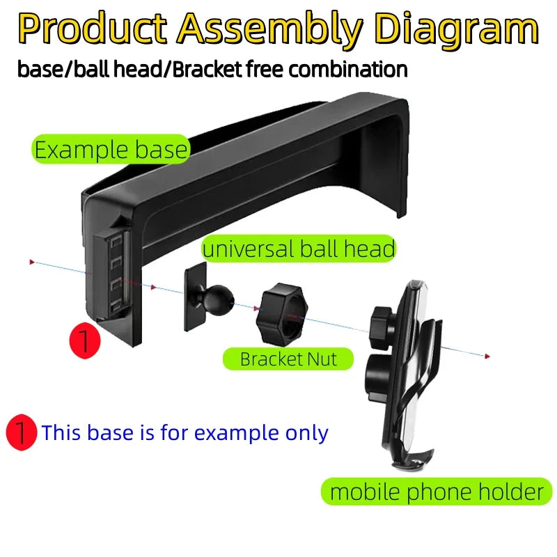 Car Phone Holder Screen Fixed Base For Hong Qi EH7 2024 Mobile Phone Support Car Mounts Wireless Charging Interior Accessories